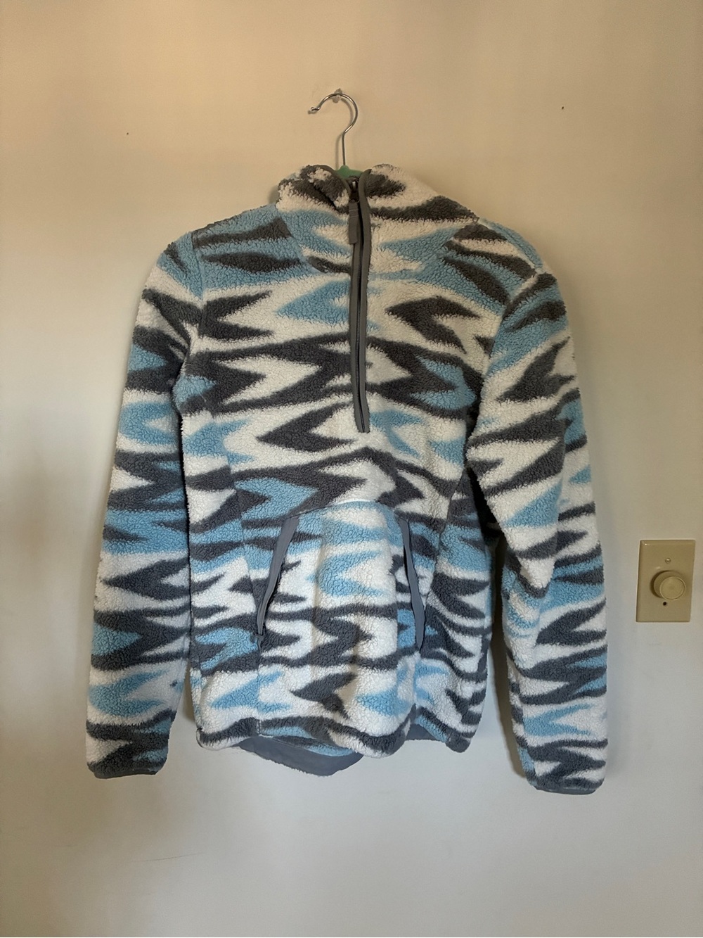 The North Face Women's Sherpa Half-Zip Pullover - Light Blue, Gray, White